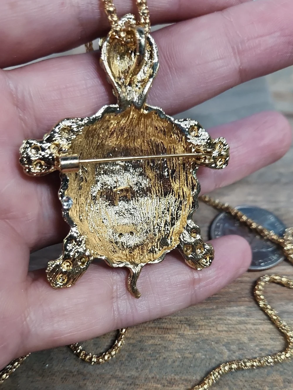 Betsey Johnson Gold-Tone Black & Crystal Turtle Pendant Necklace